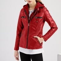 ShomPort női bőrdzseki Hosszú ujjú cipzáras kapucnis kabát kabát vékony motoros kabát felsőruházat