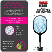 Magic Mesh 2-in-Bug Zapper & Swatter, újratölthető elektromos Swatter & éjszakai Zapping lámpa, fekete