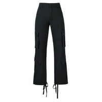 Homenesgenics Női nadrág jóga nadrág vékony fekete női utcai stílus divattervezés értelme Multi Pocket overall Zsinóros
