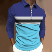 Férfi pólók nyomtatás Hosszú ujjú Stretch Slim Fit kültéri Golf alkalmi ingek cipzáras V-nyakú Sportos pólók felsők