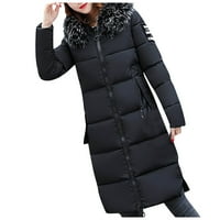 TKing Divat Női divat nagy haj gallér vékony derék hosszú pamut kabát pamut kabát-XL