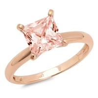 3.0 ct hercegnő vágott rózsaszín szimulált gyémánt 18K rózsaszín rózsa arany gravírozás nyilatkozat évforduló eljegyzés