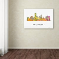 Védjegy Szépművészet 'Providence Rhode Island Skyline WB-1' Canvas Art készítette: Marlene Watson