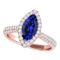 Mauli Jewels Gyűrűk nőknek 0. Karátos elegáns megjelenés gyémánt és Marquise alakú létrehozott Tanzanite gyűrű 4-vasvilla