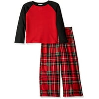 Komar Kids Boys pizsama Holiday Top és piros kockás nadrág hálóruha, piros, Méret: 4-5