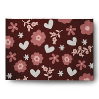 Egyszerűen Daisy 5 '7' Red Flower Love Valentines Chenille beltéri szőnyeg