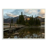 Stupell Industries Mountainside Lake Bridge Cloudy Photography Landscape Wood Wall Art, 10, Design, Daniel Sproul