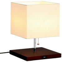 Omro téglalap alakú asztali lámpa Szövet árnyalattal és USB töltőállomással-Barna, E alap