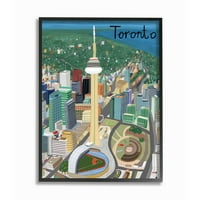 Stupell Industries Toronto Canada City Skyline színes mérföldkő építészet keretezett fali művészet, Carla Daly, 11