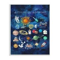 A gyerekszoba a Stupell akvarell kék űr csillagászat ábécéje űrhajós és bolygók fali plakk művészete