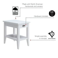 Leick Home 10506-WT Laurent szék melletti asztal fiókkal és kijelző polccal, fehér