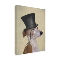 Védjegy képzőművészet 'Agár, formális kutya és kalap' vászon művészet Fab Funky