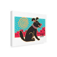 Hillary Vermont Pet Designs az emberek fekete kutya Santa Fe 'Canvas Art számára