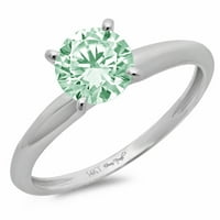 1.5 ct kerek vágott zöld szimulált gyémánt 18K fehér arany gravírozás nyilatkozat menyasszonyi évforduló eljegyzés