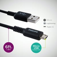 Philips USB-A-MICRO USB 6ft. Töltő kábel, mobiltelefonok, táblagépek és még sok más, Jasco Products - DLC4106U 37