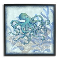 Réteges polip korall botanikai állatok és rovarok grafikus művészet fekete keretes művészet nyomtatott fali művészet