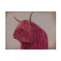 Fab Funky 'Highland Cow Pink Portré' vászon művészet
