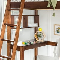 Manor Park Pine Wood Loft Bed -tároló, iker, dió