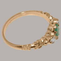Brit készült 18K Rózsa arany természetes smaragd & köbös Cirkónia női eljegyzési gyűrű - méret opciók-Méret 6