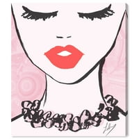 A Wynwood Studio divat és a GLAM Wall Art vászon nyomtatja a „Klassz ajkak” ajkait - rózsaszín, piros