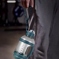 Motivációs vizes palack 1600ml kancsó szalmával és Időjelzővel Nagy kapacitású Szivárgásmentes Fitness Sport vizes