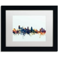 Védjegy Képzőművészet Baltimore MD Skyline Blue Canvas Art készítette Michael Tombsett, White Matte, Fekete Frame