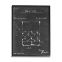 Stupell Industries Negroni Liquor koktél Üvegvonalak diagram Blueprint keretes fali művészet, 14, Ethan Harper tervezése