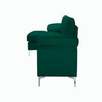 Aukfa 103 Velvet szekcionális kanapé bal kezével, szembe néz a nappali számára, zöld
