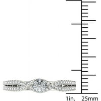 Carat T.W. Diamond bypass kereszt-kereszt-kereszt-klasszikus 10KT fehér arany eljegyzési gyűrű
